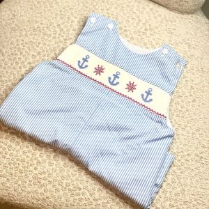 Edgehill Collection Stripe Blue Linen Shortall